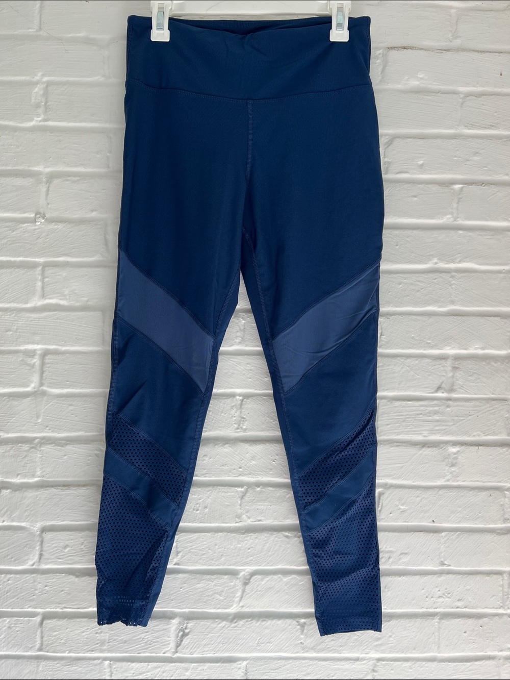 Marika Navy High-Waist Mesh Panel Leggings